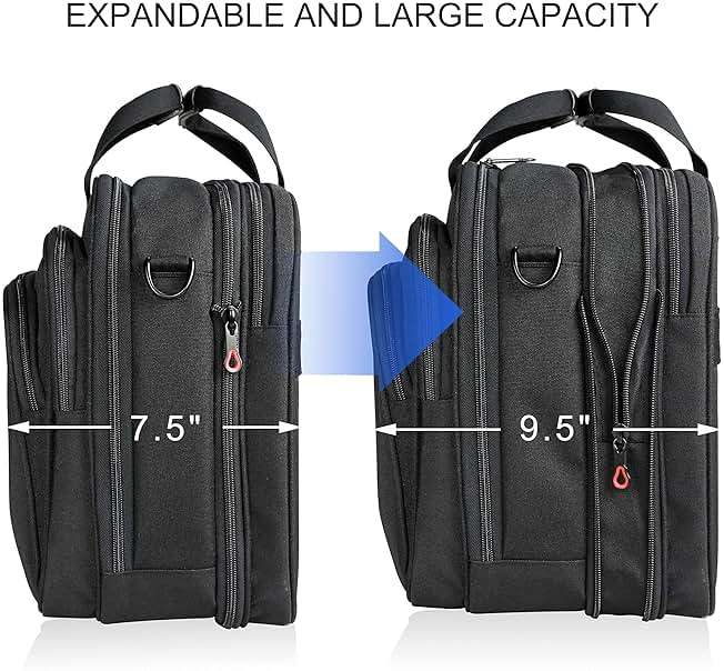 KROSER Laptop Bag Premium Laptop Briefcase Fits Up to 17.3 Inch Laptop Expandable Water-Repellent Shoulder Messenger Bag Computer Bag for Travel/Business/Men/Women-Black - Image 2