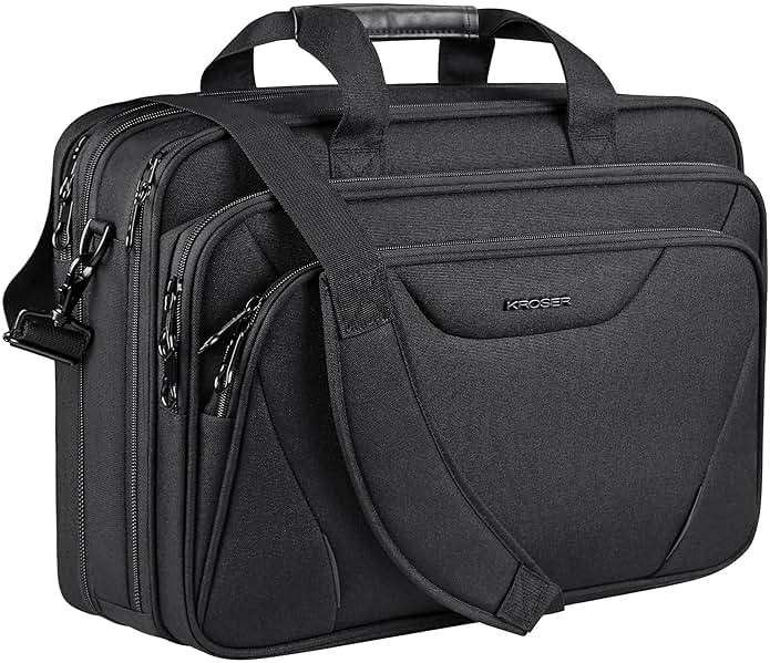 KROSER Laptop Bag Premium Laptop Briefcase Fits Up to 17.3 Inch Laptop Expandable Water-Repellent Shoulder Messenger Bag Computer Bag for Travel/Business/Men/Women-Black - Image 9