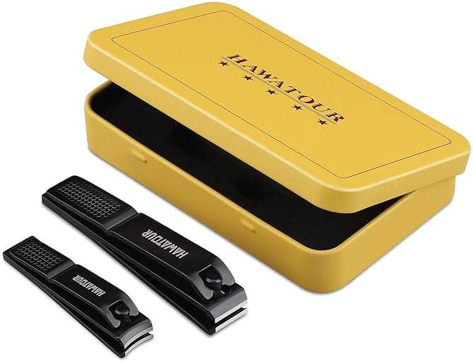 HAWATOUR Nail Clippers Set, Ultra Sharp Sturdy Fingernail and Toenail Clipper Cutters with Visibly Tin Case, Black - Image 2