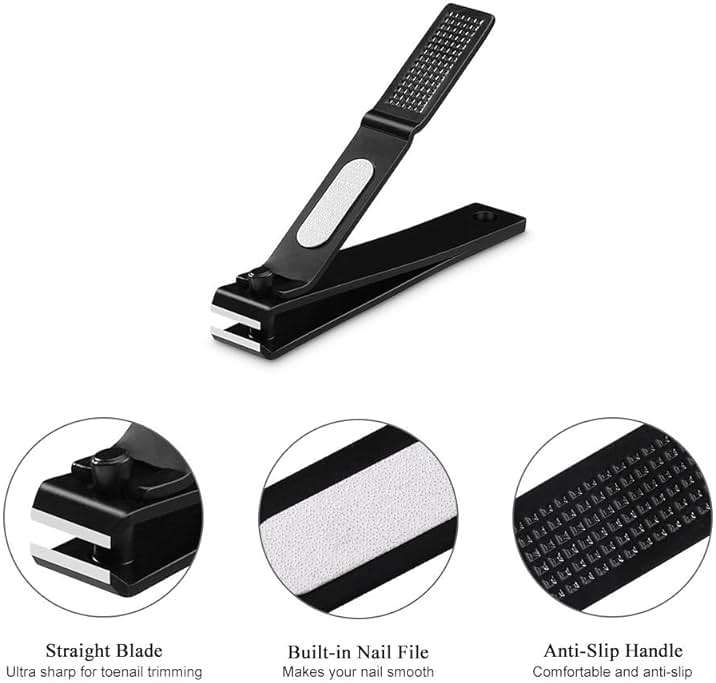 HAWATOUR Nail Clippers Set, Ultra Sharp Sturdy Fingernail and Toenail Clipper Cutters with Visibly Tin Case, Black - Image 4