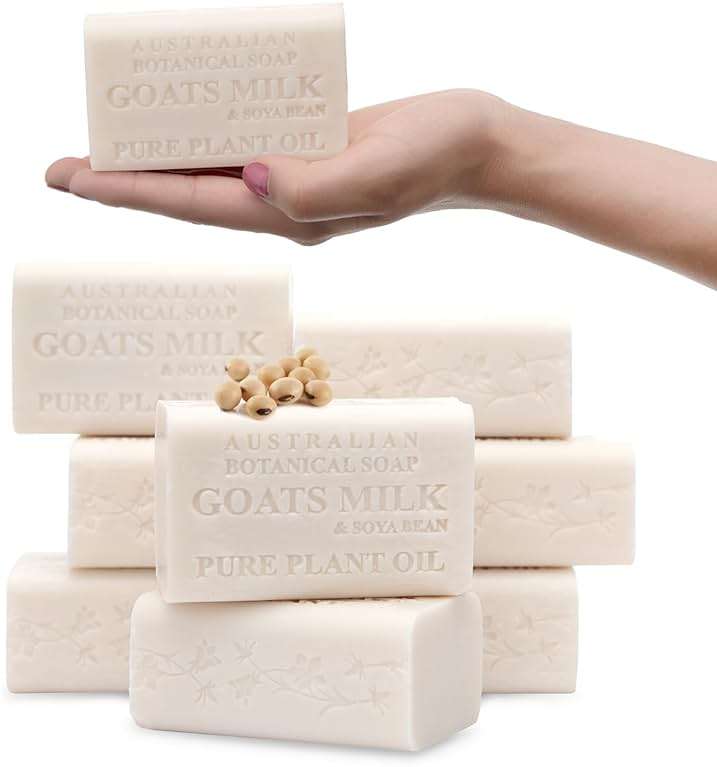 Australian Botanical Soap 6.6 OZ, Pack of 8, Goat Milk Soap Bars with Soya Bean Oil, Enriched with Organic Shea Butter, Suitable for All Skin Types, Packaging May Vary - Image 1