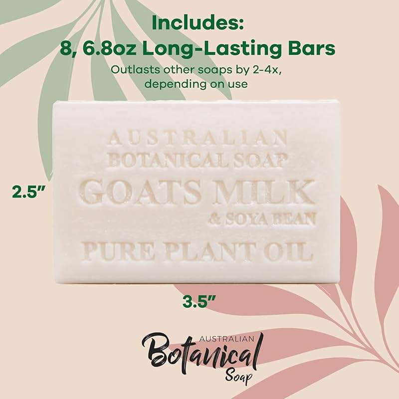 Australian Botanical Soap 6.6 OZ, Pack of 8, Goat Milk Soap Bars with Soya Bean Oil, Enriched with Organic Shea Butter, Suitable for All Skin Types, Packaging May Vary - Image 4
