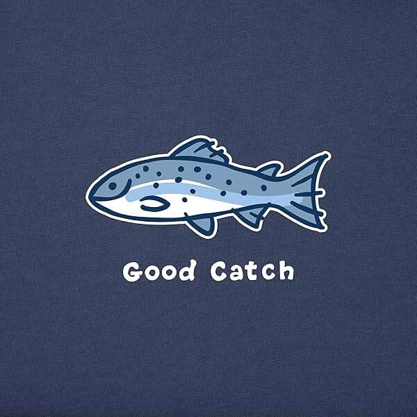 Life is Good Men's Crusher Tee Shirt, Short Sleeve Cotton Graphic T-Shirts, Good Catch Fish - Image 3