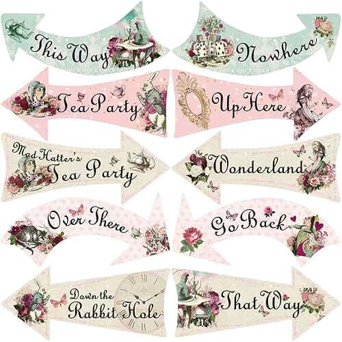 Truly Alice Arrow Hanging Signs Cutouts for Tea Party Decoration 10 Pcs - Image 1