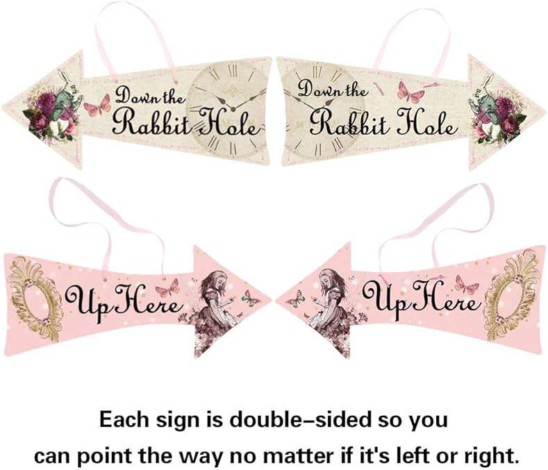 Truly Alice Arrow Hanging Signs Cutouts for Tea Party Decoration 10 Pcs - Image 4