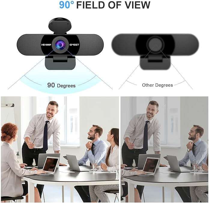 EMEET 1080P Webcam with Microphone, C960 Web Camera, 2 Mics Streaming Webcam, 90°FOV Computer Camera, Plug and Play USB Web Cam for Online Calling/Conferencing, Zoom/Teams/Facetime/YouTube, Laptop/PC - Image 5