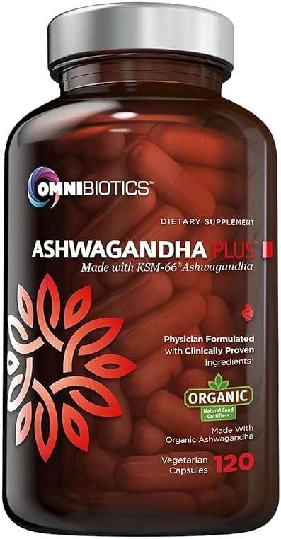 OmniBiotics Organic Ashwagandha Supplement – 1300mg Total Strength – 900mg Organic Root Powder & 400mg KSM-66 Extract – Stress Relief, Mood & Sleep Support – Non-GMO – 120 Vegan Capsules - Image 1