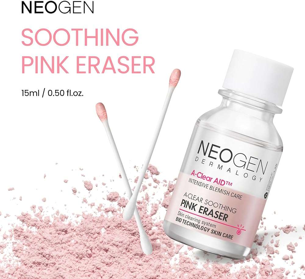 NEOGEN A-Clear Soothing Pink Eraser, Spot Care, Blemish Care, Korean Skin Care, Pink Pimple Drying Power, Calamine Powder, Nighttime Spot for Face and Skin (0.50 Fl Oz) - Image 2