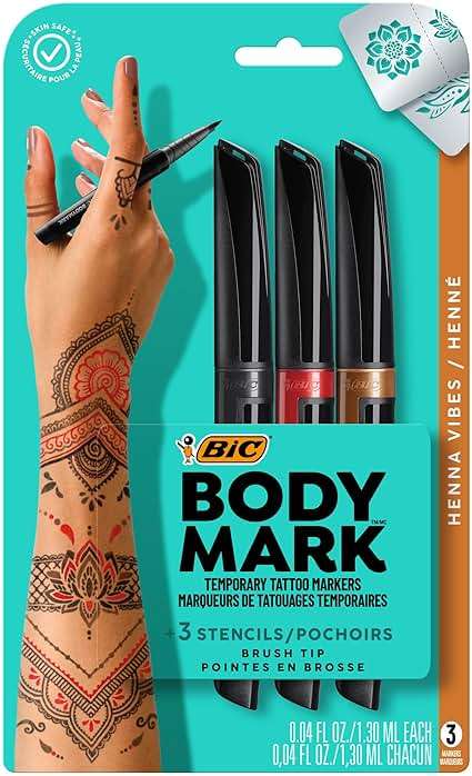 BIC BodyMark Temporary Tattoo Marker, Henna Vibes, Assorted Colors, 3-Count - Amazon Vine - Image 1