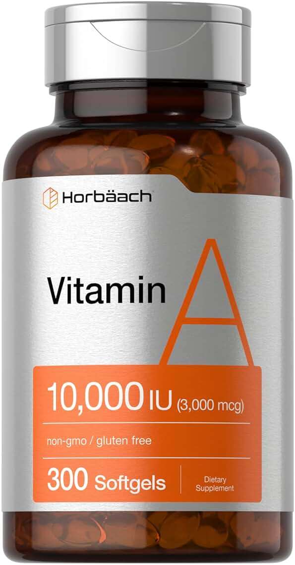 Horbäach Vitamin A 10000 IU Softgels | 300 Count | Non-GMO, Gluten Free Supplement - Image 1