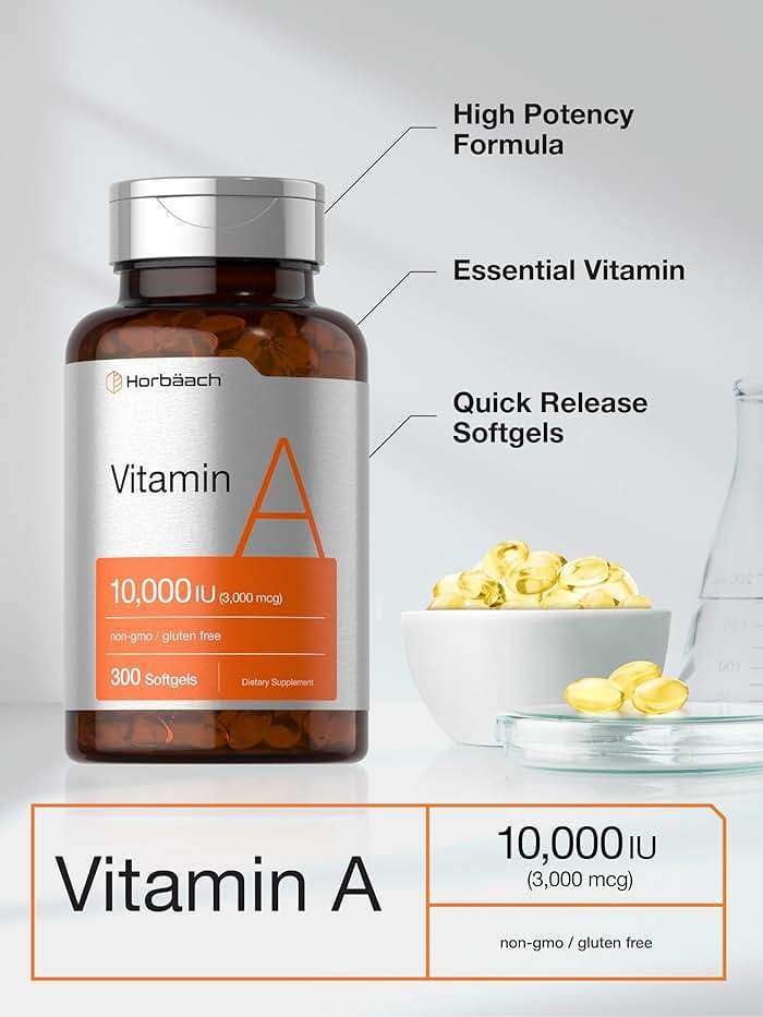 Horbäach Vitamin A 10000 IU Softgels | 300 Count | Non-GMO, Gluten Free Supplement - Image 4