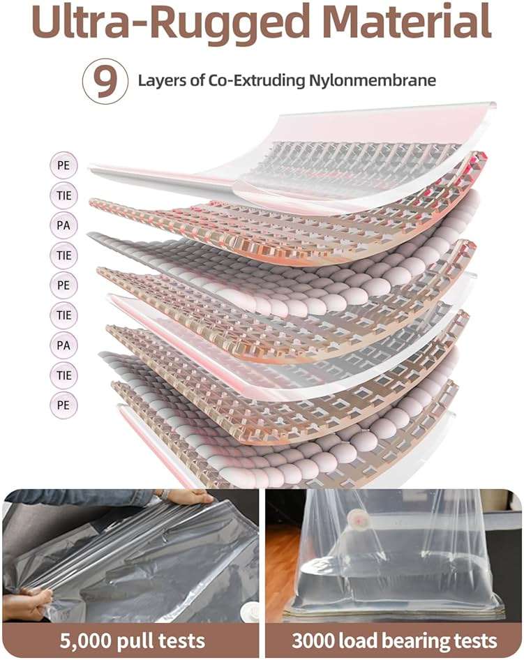 AirBaker Vacuum Storage Bags for moving, Vacuum Seal Bags for Memory Foam, Latex, Clothing & Bedding, Space Saver Bags for Organization and Storage (Large) - Image 3