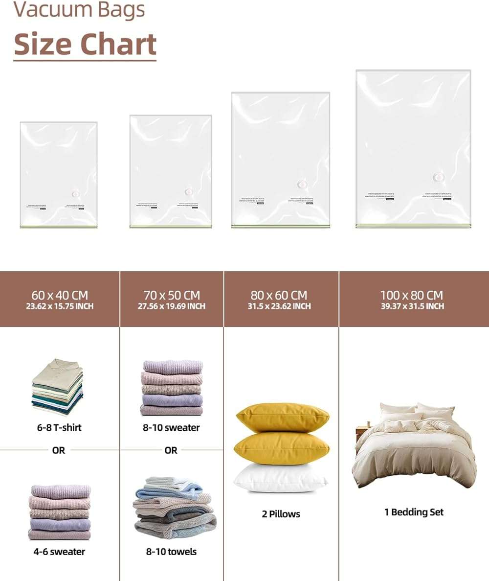 AirBaker Vacuum Storage Bags for moving, Vacuum Seal Bags for Memory Foam, Latex, Clothing & Bedding, Space Saver Bags for Organization and Storage (Large) - Image 6