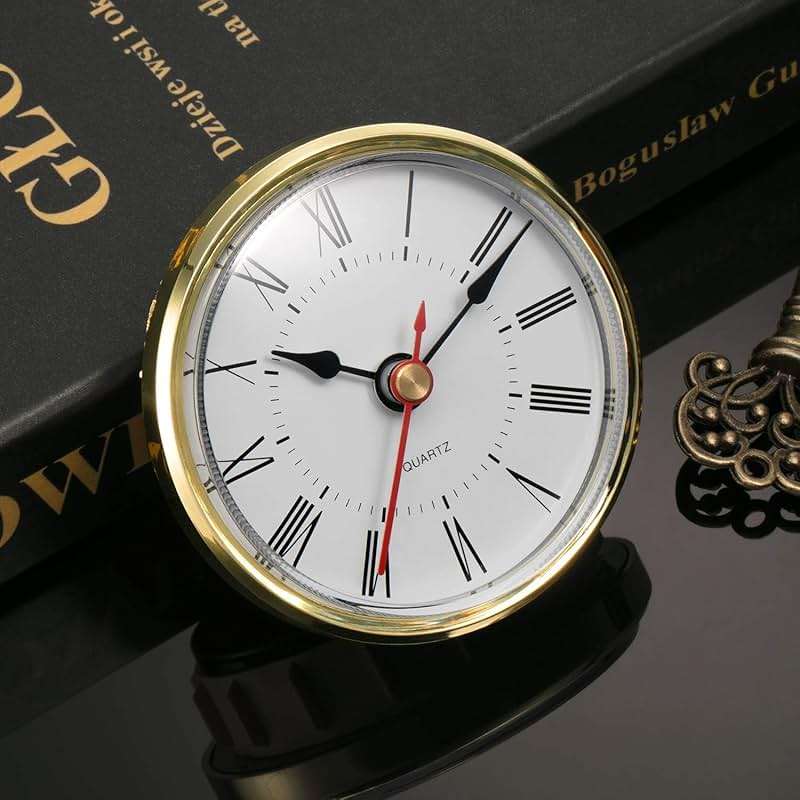 Hicarer 2.8 Inch/ 70 mm Round Quartz Clock Insert, Clock Movement Insert, Gold Trim, Red Second Hand, Roman Numeral, Quartz Movement - Image 5