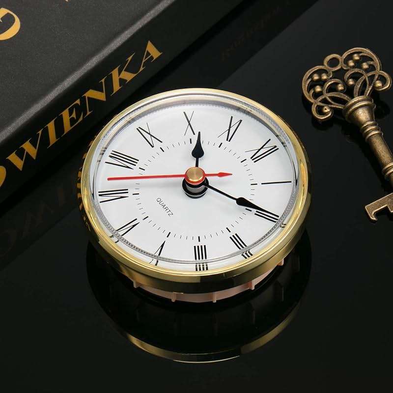 Hicarer 2.8 Inch/ 70 mm Round Quartz Clock Insert, Clock Movement Insert, Gold Trim, Red Second Hand, Roman Numeral, Quartz Movement - Image 6