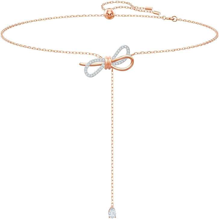 Swarovski Lifelong Bow Necklace and Bracelet Jewelry Collection, Clear Crystals, Rhodium Finish - Image 1