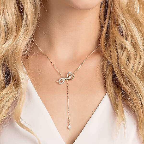 Swarovski Lifelong Bow Necklace and Bracelet Jewelry Collection, Clear Crystals, Rhodium Finish - Image 5