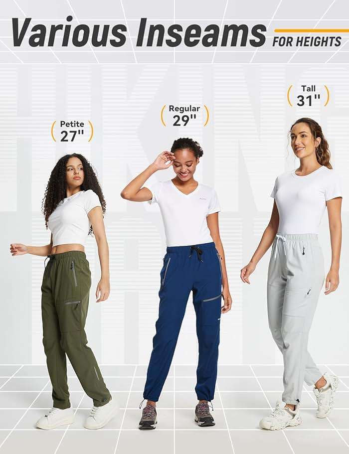 baleaf Women's Hiking Pants Quick Dry Lightweight Water Resistant Elastic Waist Cargo Pants for All Seasons - Image 7
