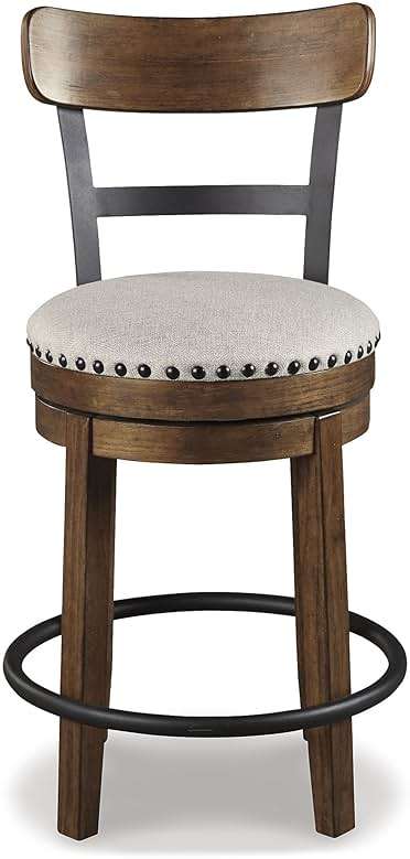 Signature Design by Ashley Valebeck Swivel Counter Height Bar Stool, Smooth 360° Rotation, Wood and Metal Frame, Cushioned Seat for Kitchen Island Seating, Brown - Image 4