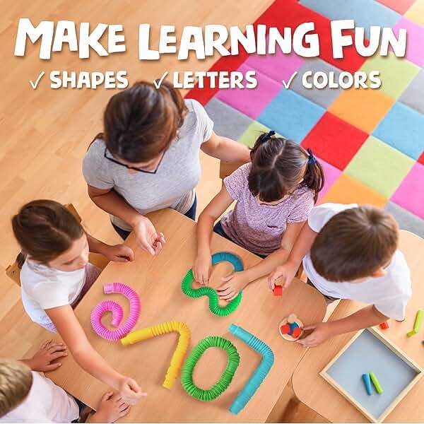 BUNMO Pop Tubes - Sensory Toys - Fidget Toys - Imaginative Play & Stimulating Creative Learning - Hours of Fun for Kids - Tons of Ways to Play - Non-Mouthable Toy 3+ - 4 Pack Large - Image 3
