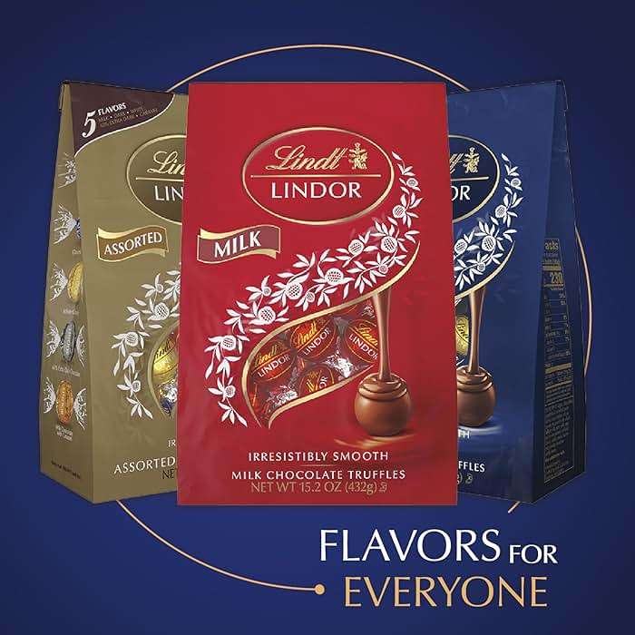 Lindt LINDOR Assorted Dark Chocolate Candy Truffles, Assorted Chocolate with Smooth, Melting Truffle Center, 15.2 oz. Bag - Image 6