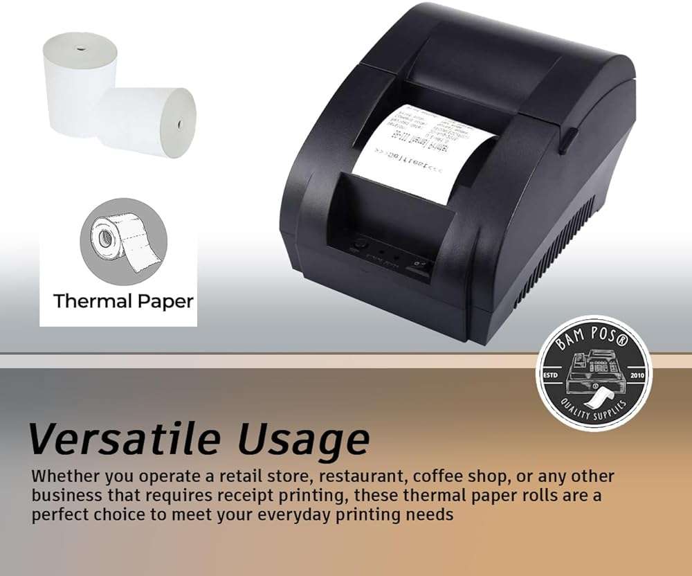 BAM POS 3 1/8" x 190' Thermal Receipt Paper Rolls For Most POS Systems and Receipt Printers, Compatible With Clover Station, Square Station, Toast Station, TM-T88, TSP Series (30 Rolls) - Image 3