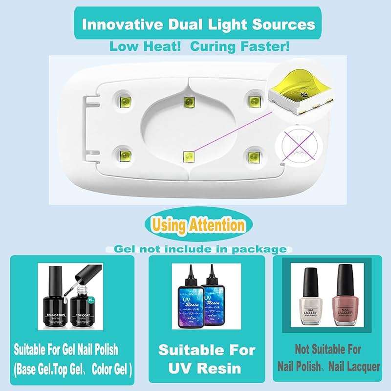 Kepma UV LED Nail Dryer Mini lamp Portable Curing Light for Gel Nail Polish,6w(White) - Image 2