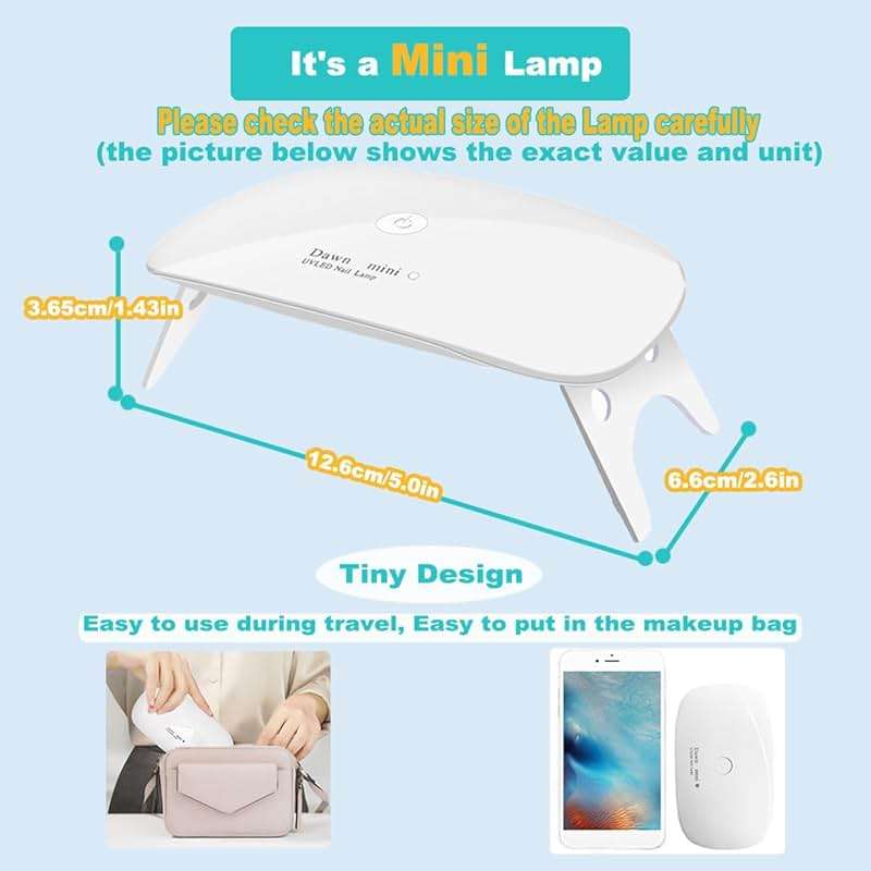 Kepma UV LED Nail Dryer Mini lamp Portable Curing Light for Gel Nail Polish,6w(White) - Image 3