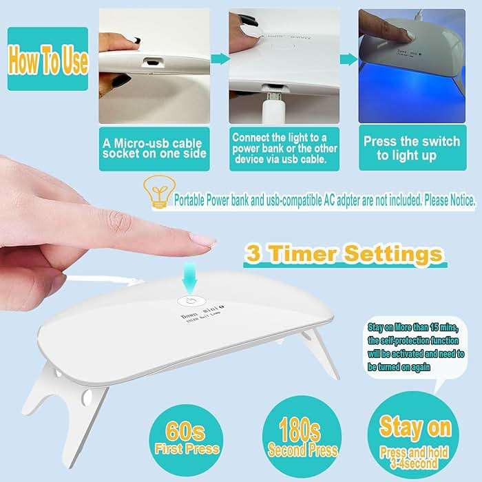 Kepma UV LED Nail Dryer Mini lamp Portable Curing Light for Gel Nail Polish,6w(White) - Image 5