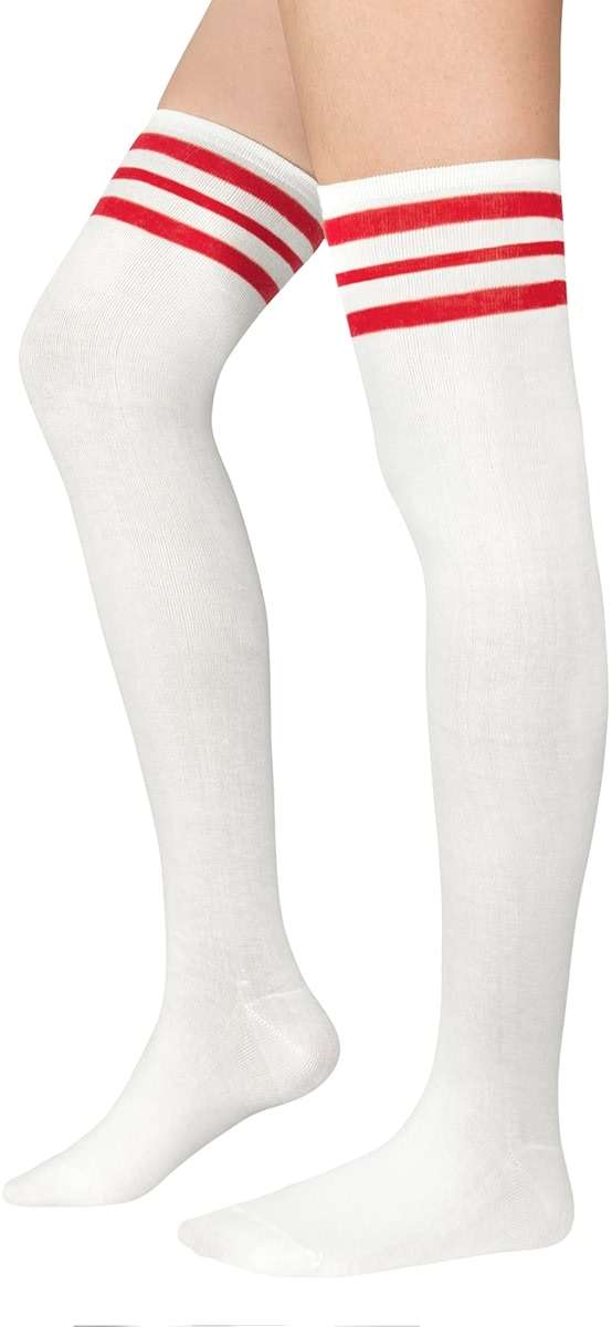 Zando Womens Stripes Thigh High Socks Thigh Highs Casual Knee High Stockings - Image 2