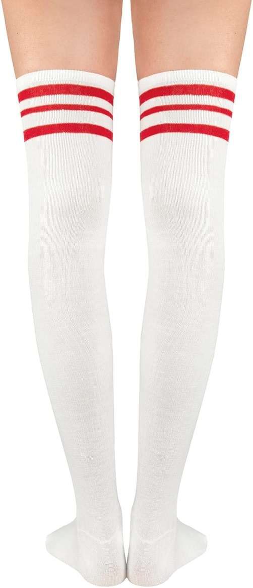 Zando Womens Stripes Thigh High Socks Thigh Highs Casual Knee High Stockings - Image 5