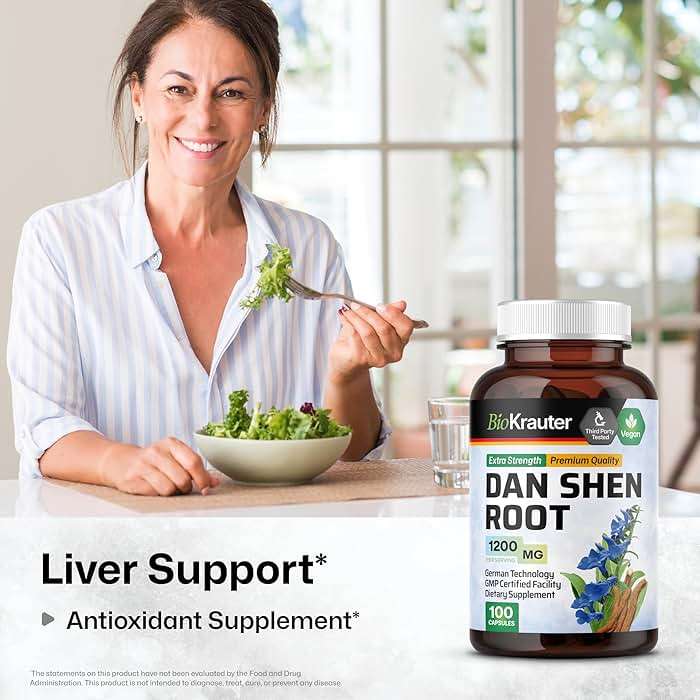 BIO KRAUTER® Dan Shen Red Sage for Circulatory Support - Pure Vegan Dan Shen Supplement (Salvia Miltiorrhiza) 1200 mg per Serving - Antioxidant Herbal Supplement 100 Сapsules, 25-Day Supply, Non-GMO - Image 2