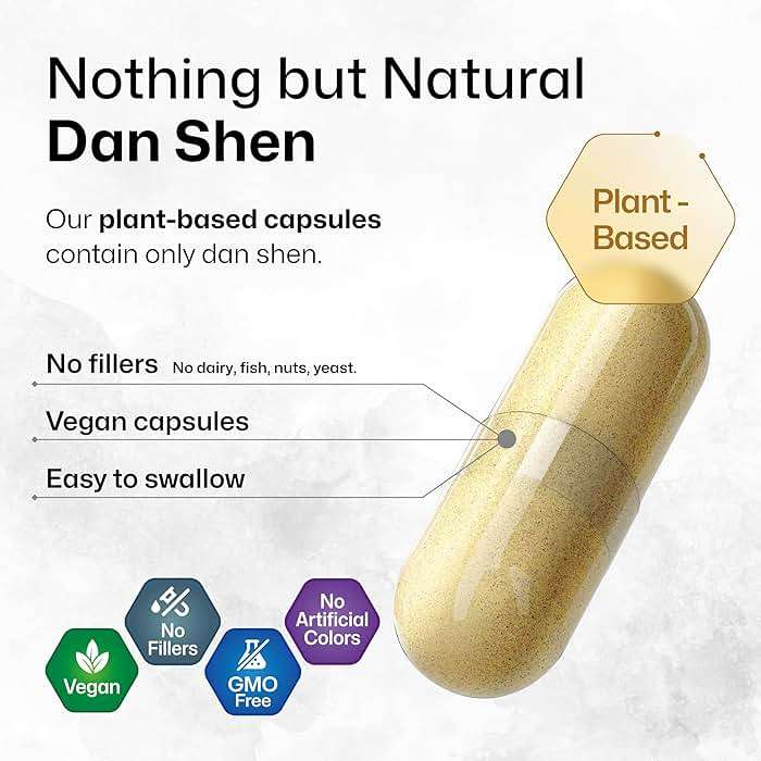 BIO KRAUTER® Dan Shen Red Sage for Circulatory Support - Pure Vegan Dan Shen Supplement (Salvia Miltiorrhiza) 1200 mg per Serving - Antioxidant Herbal Supplement 100 Сapsules, 25-Day Supply, Non-GMO - Image 4