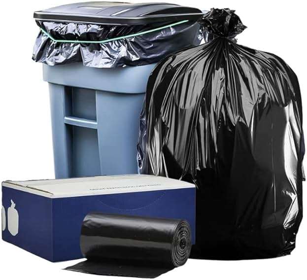 Plasticplace 64-65 Gallon Black Trash Bags, Heavy Duty Toter Can Liners, Tear & Leak-Proof, Industrial Strength, 25 Count, Large Garbage Bags for Kitchen & Commercial Use 1.2 Mil, 50" x 60" - Image 4