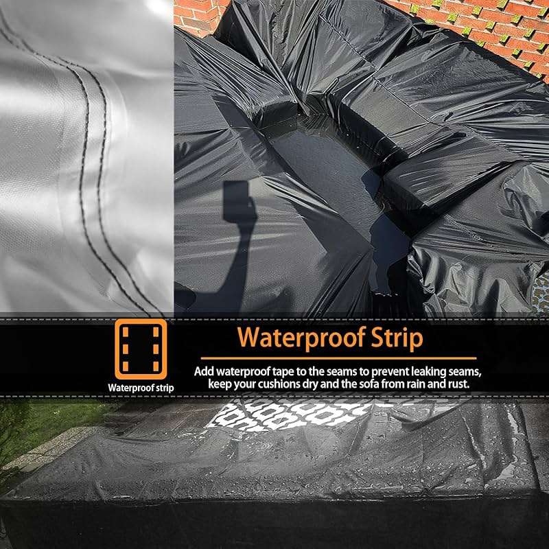 CKCLUU Patio Furniture Set Cover Outdoor Sectional Sofa Set Covers Outdoor Table and Chair Set Covers Water Resistant Large 315cm L x 160 cm W x 74 cm H - Image 5