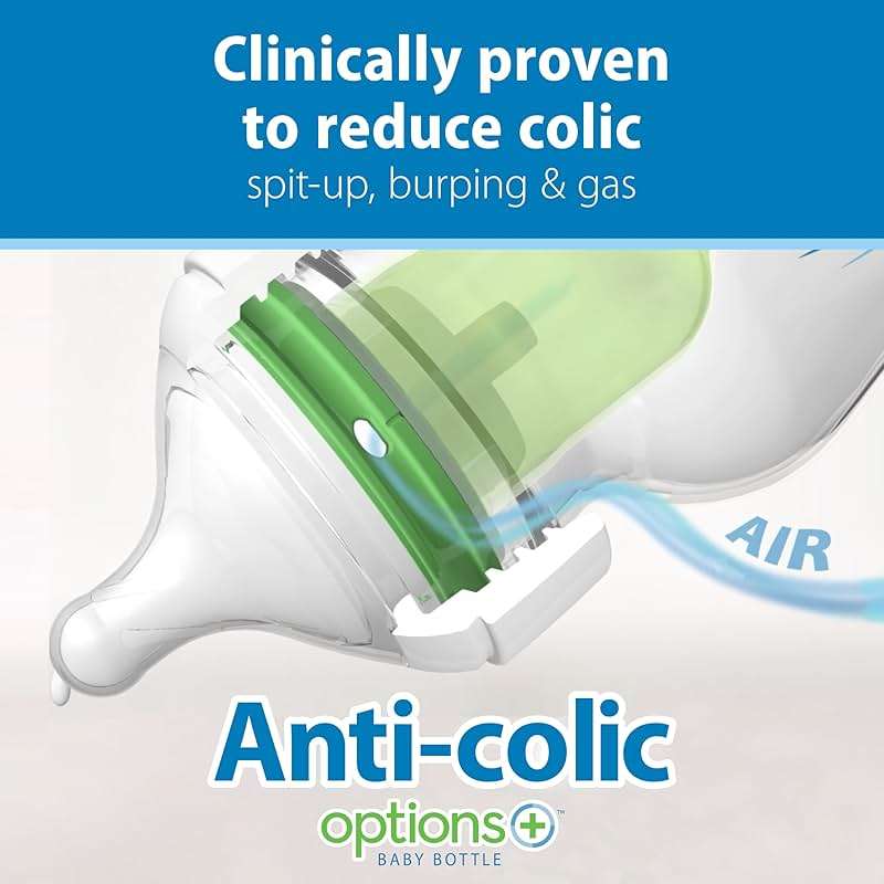 Dr. Brown’s Natural Flow® Anti-Colic Options+™ Wide-Neck Baby Bottles 5 oz/150 mL, with Level 1 Slow Flow Nipple, 4 Pack, 0m+ - Image 6