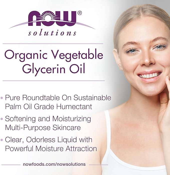 NOW Foods Solutions, Organic Vegetable Glycerin Oil, 100% Pure, Softening and Moisturizing Multi-Purpose Skin Care, 8-Ounce - Image 4