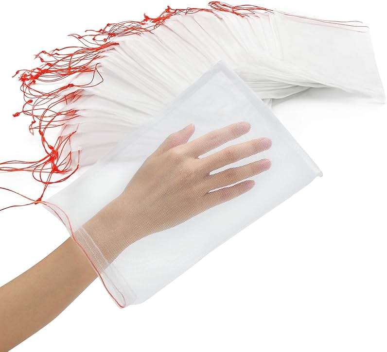 ENPOINT Fruit Bags for Fruit Trees, 100 PCS 6x10 Inch Fruit Protection Bags with Drawstring, Garden Netting Mesh Fruit Cover Bag for Grape, Tomato, Peach, Apple, Flower from Birds Bugs - Image 1