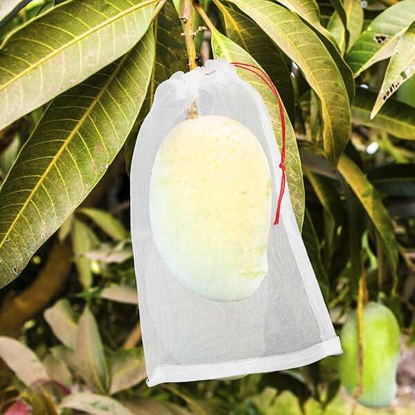 ENPOINT Fruit Bags for Fruit Trees, 100 PCS 6x10 Inch Fruit Protection Bags with Drawstring, Garden Netting Mesh Fruit Cover Bag for Grape, Tomato, Peach, Apple, Flower from Birds Bugs - Image 2
