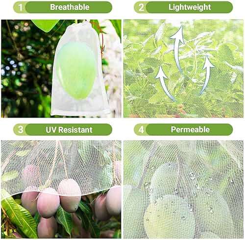 ENPOINT Fruit Bags for Fruit Trees, 100 PCS 6x10 Inch Fruit Protection Bags with Drawstring, Garden Netting Mesh Fruit Cover Bag for Grape, Tomato, Peach, Apple, Flower from Birds Bugs - Image 5