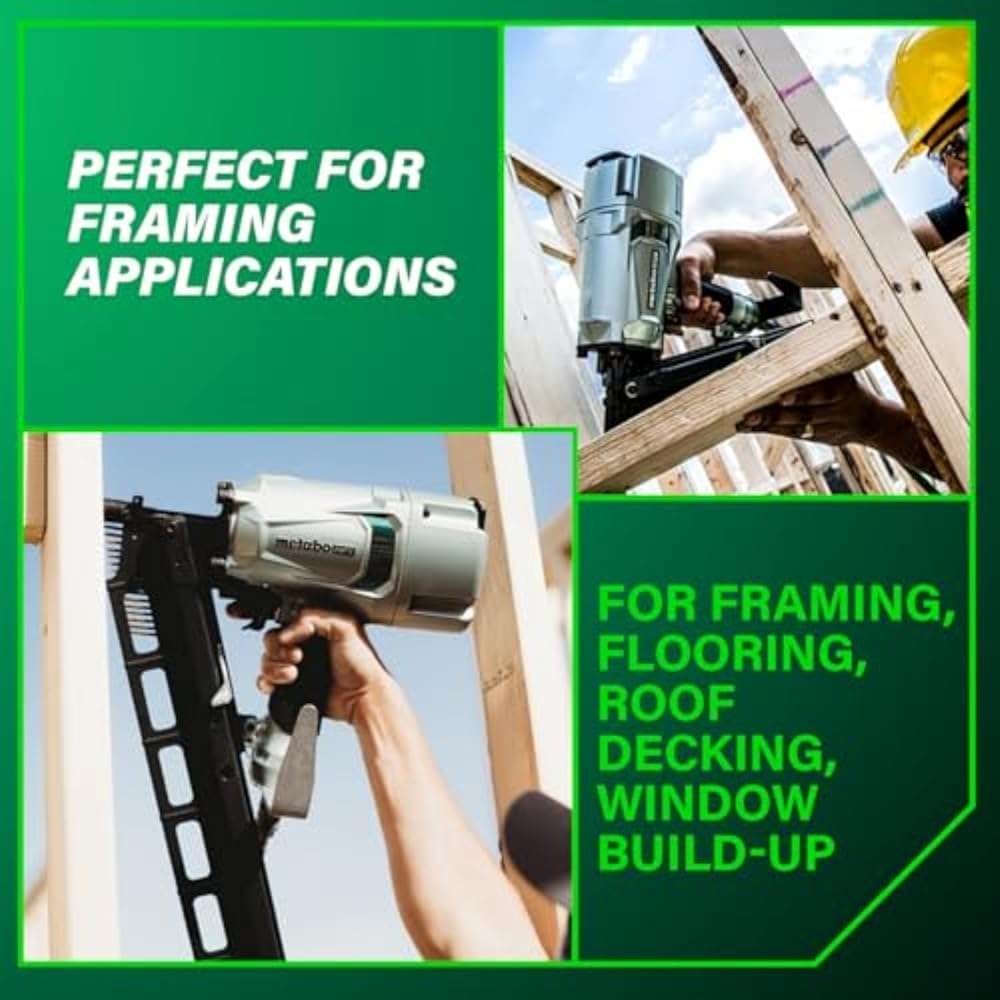 Metabo HPT Framing Nailer, Pro-Preferred Pneumatic Power Nailer & Framing Tool For Flooring, Roof Decking & More, Rapid Response Cylinder Valve, 21° 2" to 3-1/4" Plastic Collated Nails, NR83A5(S) - Image 4