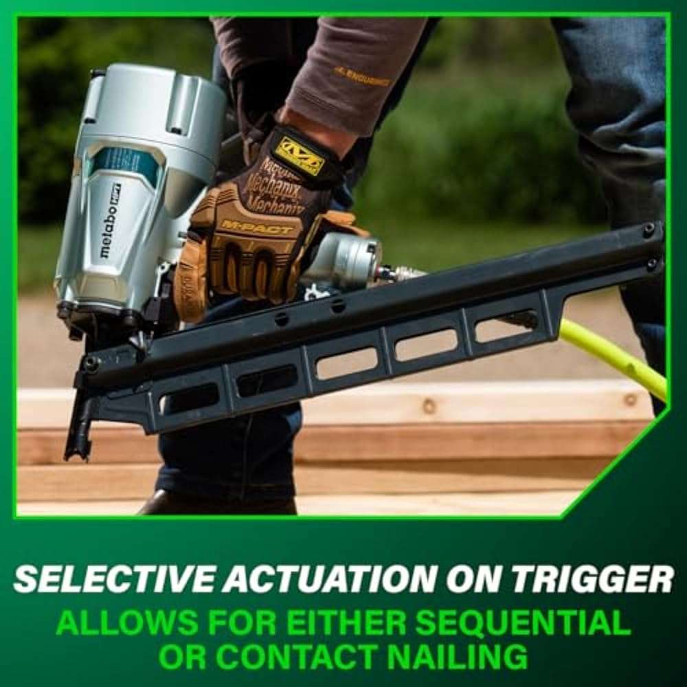 Metabo HPT Framing Nailer, Pro-Preferred Pneumatic Power Nailer & Framing Tool For Flooring, Roof Decking & More, Rapid Response Cylinder Valve, 21° 2" to 3-1/4" Plastic Collated Nails, NR83A5(S) - Image 7