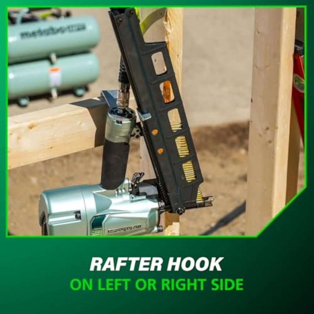 Metabo HPT Framing Nailer, Pro-Preferred Pneumatic Power Nailer & Framing Tool For Flooring, Roof Decking & More, Rapid Response Cylinder Valve, 21° 2" to 3-1/4" Plastic Collated Nails, NR83A5(S) - Image 8