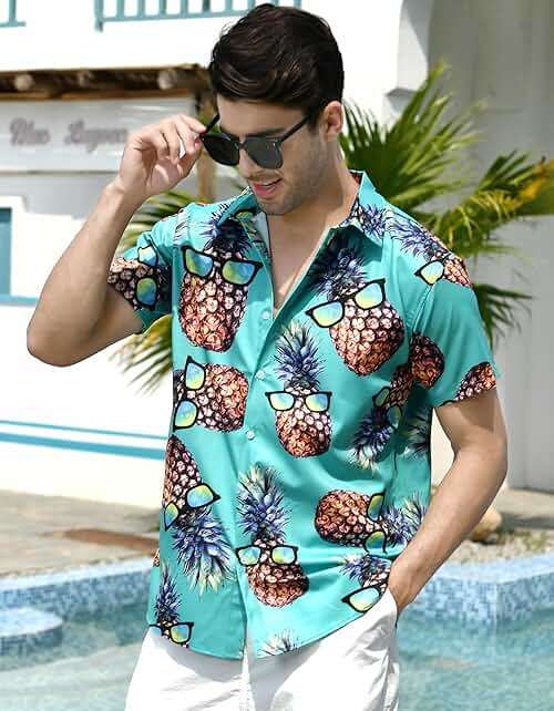 RAISEVERN Mens Hawaiian Shirt Casual Button Down Short Sleeve Tropical Beach Dress Shirt for Summer Holiday - Image 4