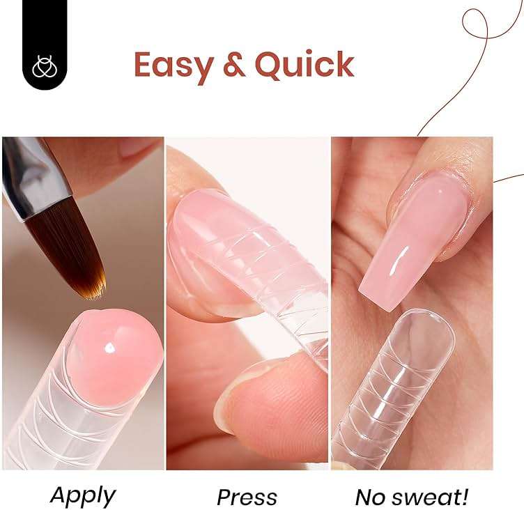 Beetles Poly Nail Extension Gel Kit, 4 Colors Clear Pink White Poly Nail Gel Builder Set, Nail Extension Starter Kit with Slip Solution, Beginner Nail Art DIY & Salon Use, UV/LED Cured - Image 2