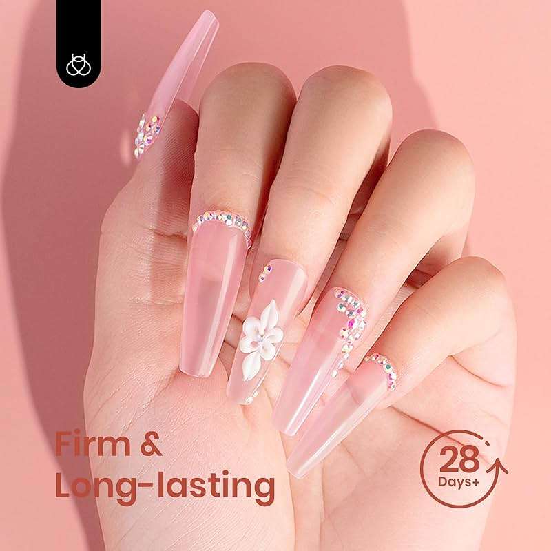 Beetles Poly Nail Extension Gel Kit, 4 Colors Clear Pink White Poly Nail Gel Builder Set, Nail Extension Starter Kit with Slip Solution, Beginner Nail Art DIY & Salon Use, UV/LED Cured - Image 7