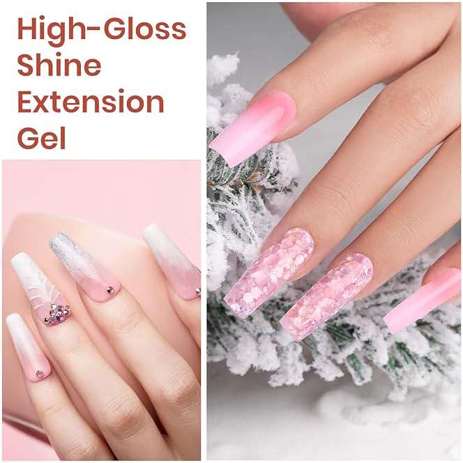 Beetles Poly Nail Extension Gel Kit, 4 Colors Clear Pink White Poly Nail Gel Builder Set, Nail Extension Starter Kit with Slip Solution, Beginner Nail Art DIY & Salon Use, UV/LED Cured - Image 8