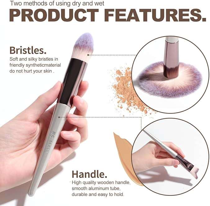 BS-MALL Makeup Brush Set 18 Pcs Professional Foundation Powder Concealers Eyeshadow Blush Synthetic Makeup Brushes with Labeled instruction Black Case Upgraded Version - Image 5