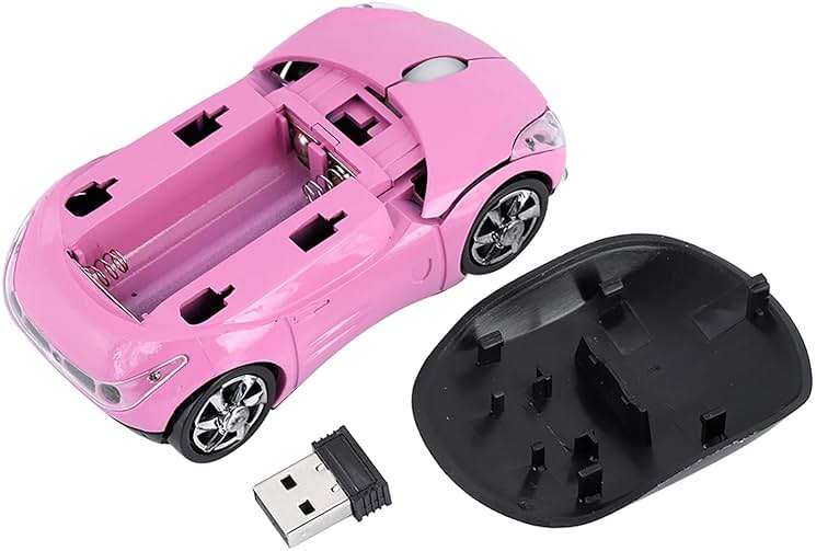 ASHATA 2.4G Car Mouse with USB Reciver 1600DPI Optical Mouse for PC Computer Laptop Tablet, High Cute Mouse for XP//Win7/ME/2000/for OS (Pink) - Image 8