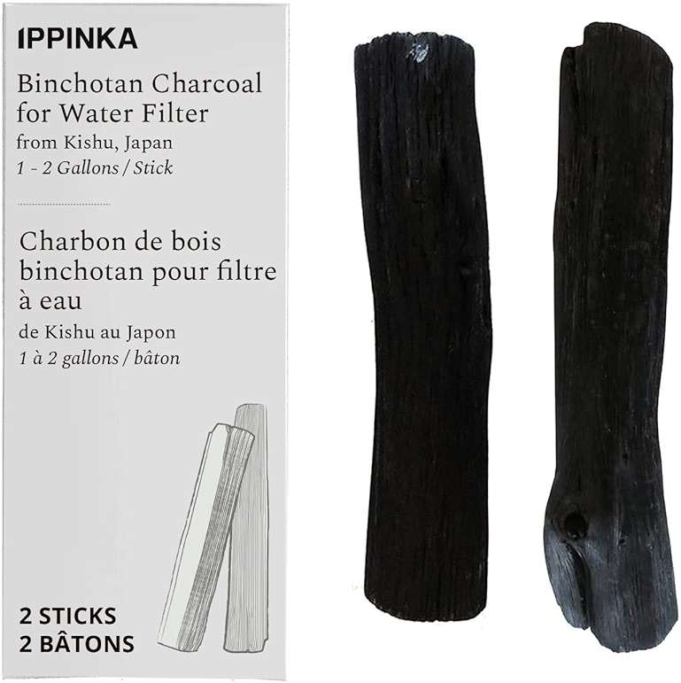 2X Large Binchotan Charcoal - Water Purifying Sticks for Great-Tasting Water from Kishu, Japan - Each Stick Filters 1-2 Gallons of Water - 2 Sticks - Image 1